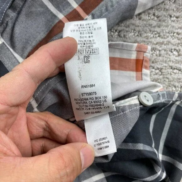 Patagonia Shirt Women Adult Medium M Gray Plaid 1/2 Half Button Up Long Sleeve - Picture 10 of 15